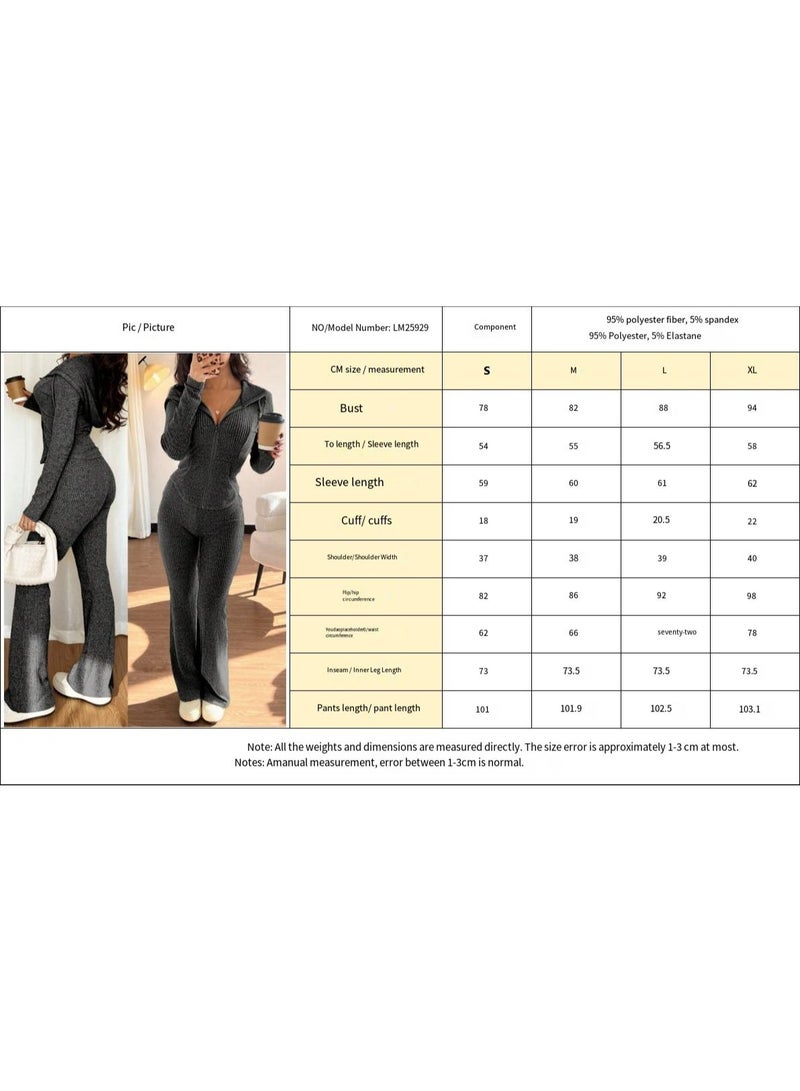 general 2026Slim-fit Autumn-Winter Casual Zip-Up Top and Pants Comfortable Set - Image 3